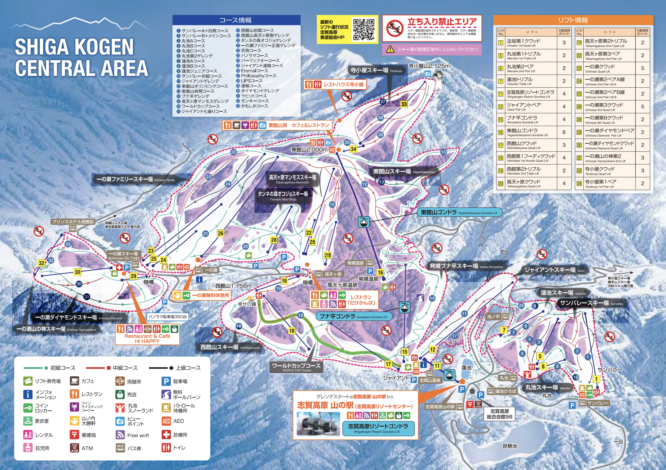 Shiga Kogen Central Area Course Map